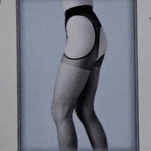 Donald J. Pliner Alta Moda Sheer Black Suspender Tights Style Hose  Size S-M